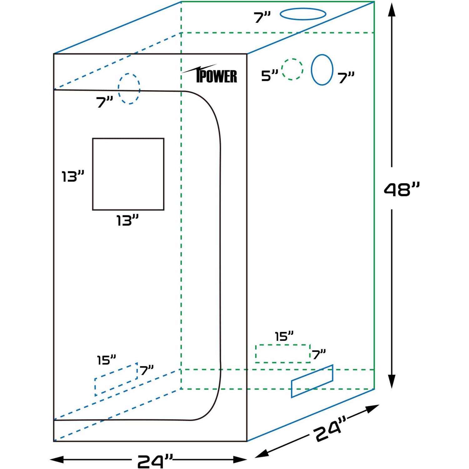 iPower Hydroponic Grow Tent 48 in. H X 24 in. W