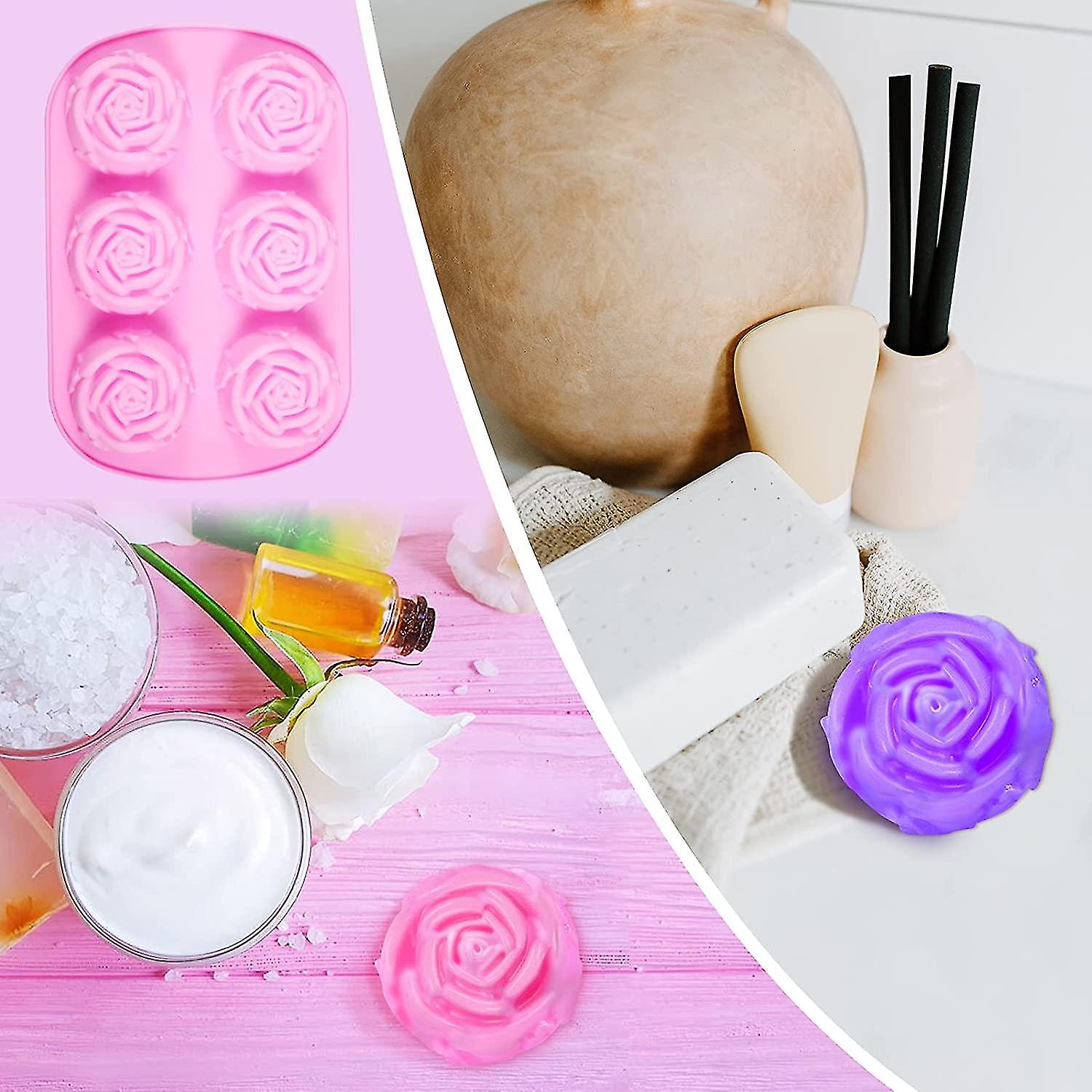 2 Pieces 6-cavity Silicone Flowers Shaped Molds Silicone Rose Flower Shaped Baking Molds Non Stick Silicone Jumbo Rose Molds