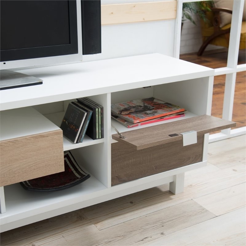 Bowery Hill Contemporary Wood TV Stand for TVs up to 71 quotin White   Contemporary   Entertainment Centers And Tv Stands   by Homesquare  Houzz