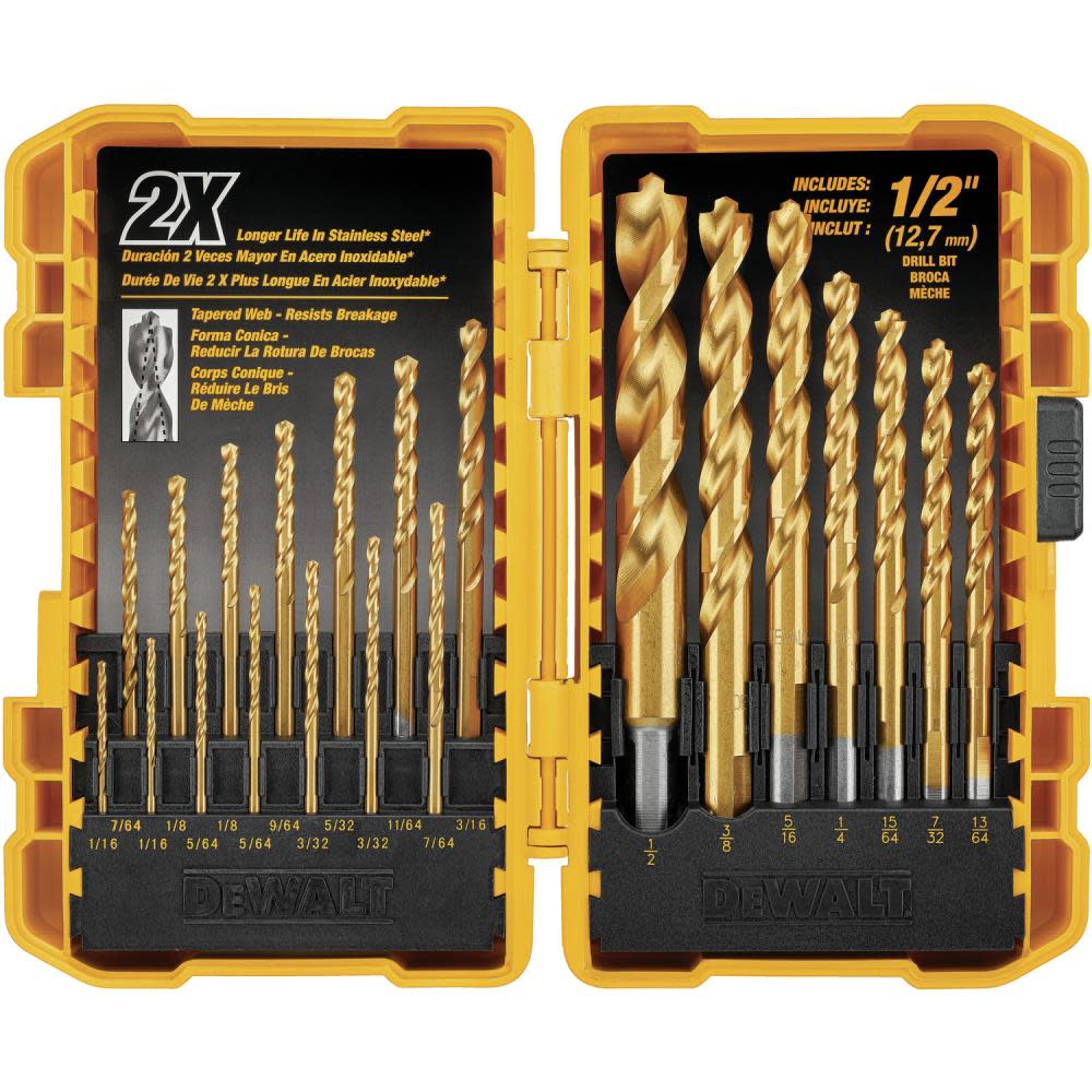 DEWALT 21-Piece Titanium Nitride Coating PP Drill Bit Set ;