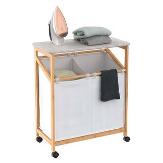 ClosetMaid Bamboo 2-Compartment Laundry Cart with Wheels 10000-02532