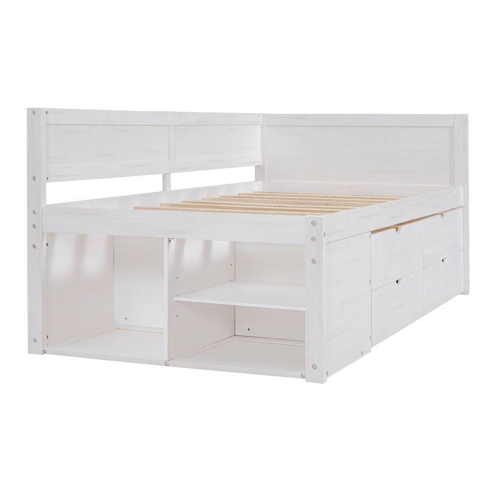 Twin/Full Size Daybed with Drawers and Shelves  Twin/Full Size Bed