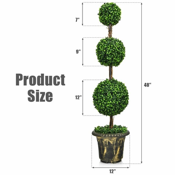 4 ft Artificial Topiary Triple Ball Tree Plant