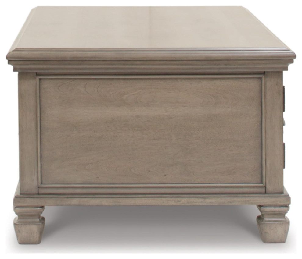 Classic Coffee Table  2 Cabinets  amp2 Drawers With Ring Shaped Pulls  Light Gray   Traditional   Coffee Tables   by Decor Love  Houzz