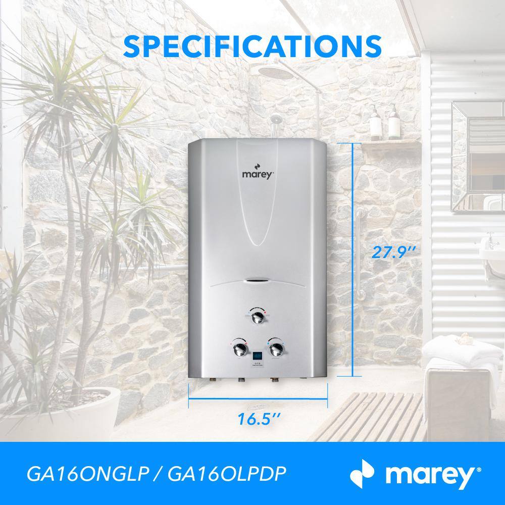 MAREY 4.2 GPM 105800 BTUs Whole House solution Digital Display Outdoor Natural Gas Tankless Water Heater GA16ONGDP