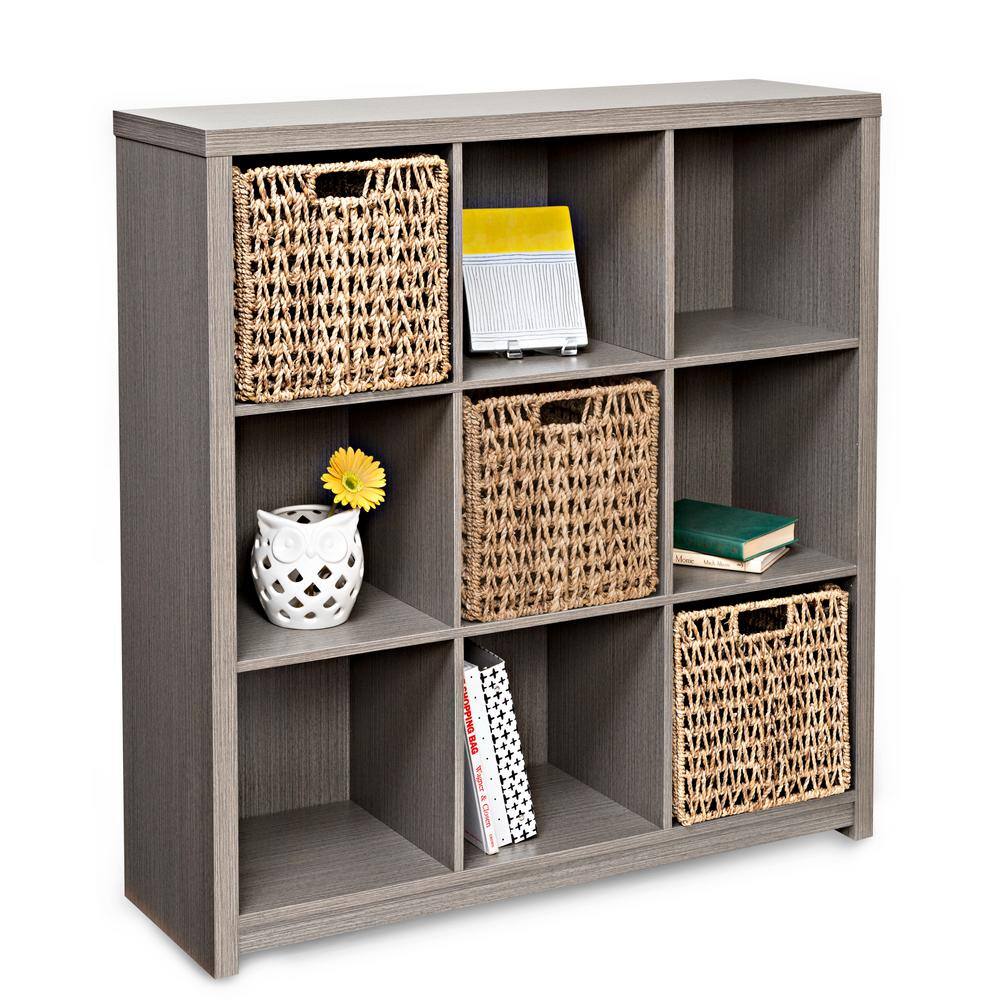 Honey-Can-Do 39 in. H x 37.4 in. W x 11.6 in. D Gray MDF Laminate 9- Cube Organizer SHF-09372