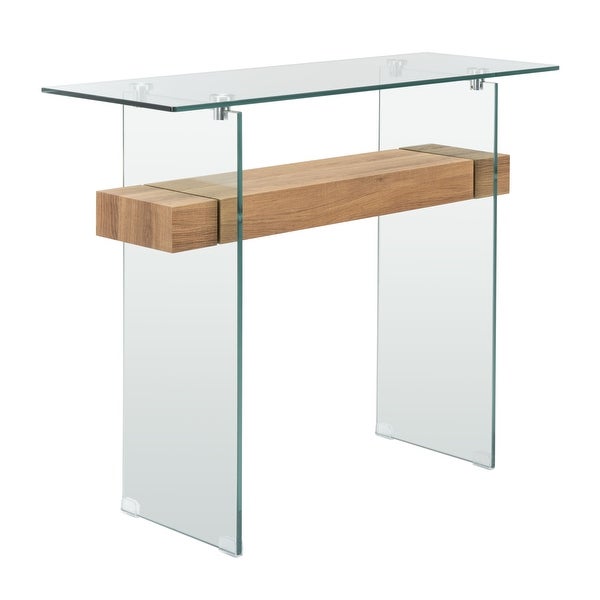 SAFAVIEH Kayley Modern Rectangular Natural/ Glass Console Table - 39.4