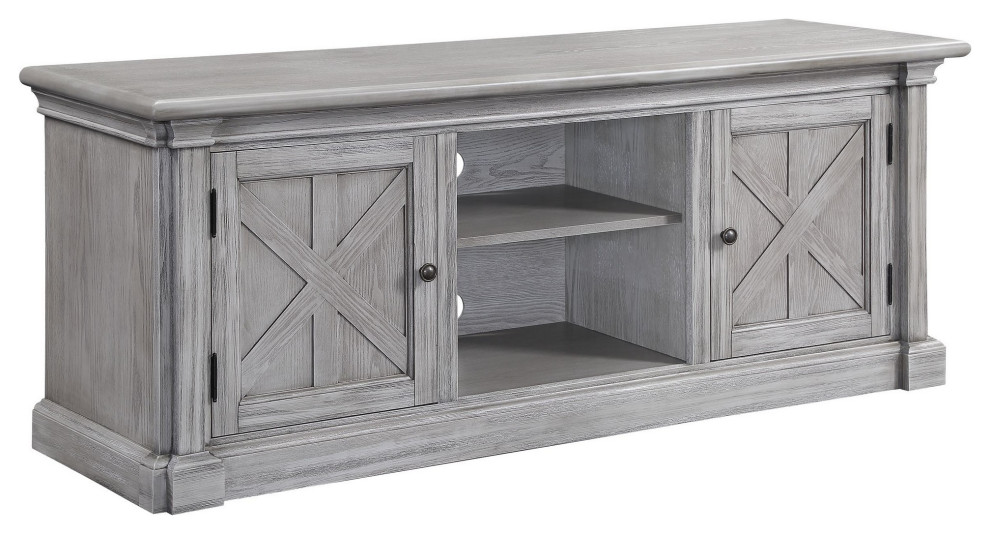 Benzara BM250248 TV Stand With MDF 2 Door Storage and Farmhouse Style  Gray   French Country   Entertainment Centers And Tv Stands   by Uber Bazaar  Houzz