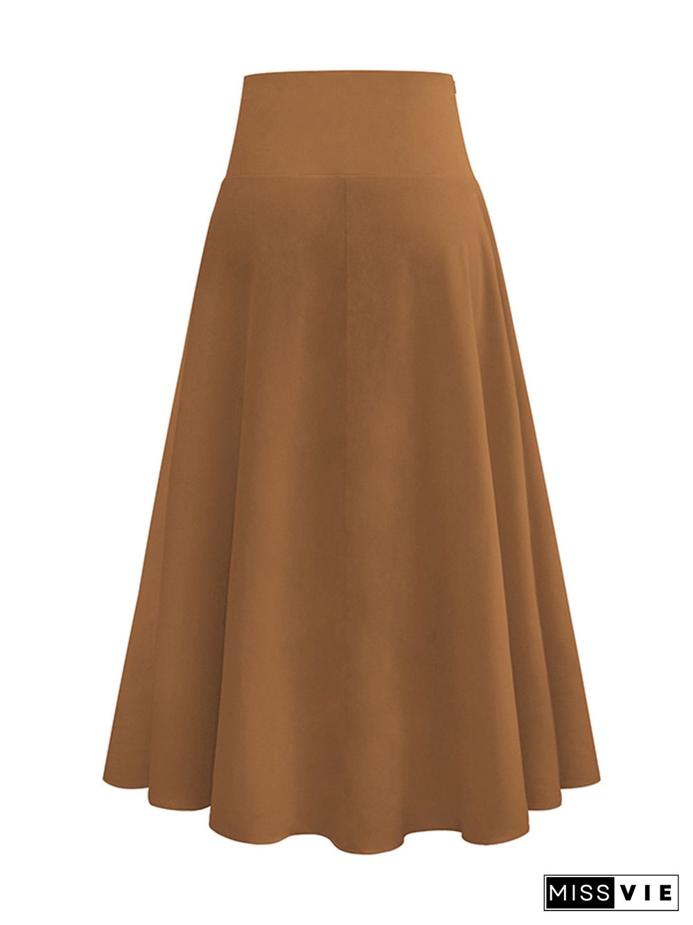 Simple  Asymmetric Split-Front Falbala Solid Color  Skirts Bottoms