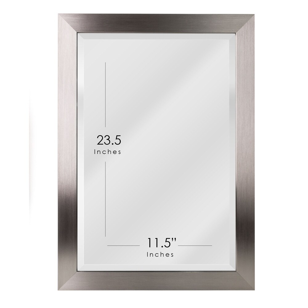 Head West Brushed Nickel Polystyrene Rectangular Framed Beveled Wall Mirror