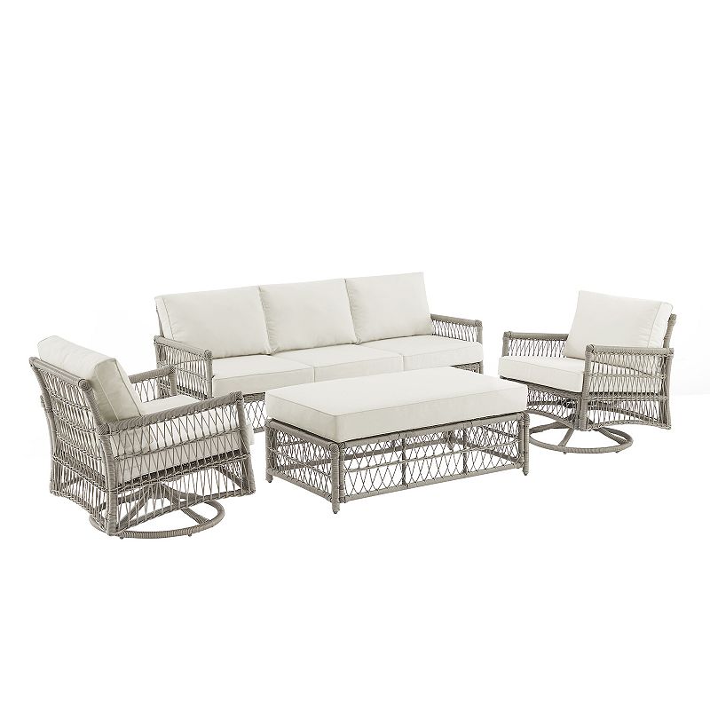 Crosley Thatcher Outdoor Wicker Swivel Rocker and Sofa 4-pc. Set