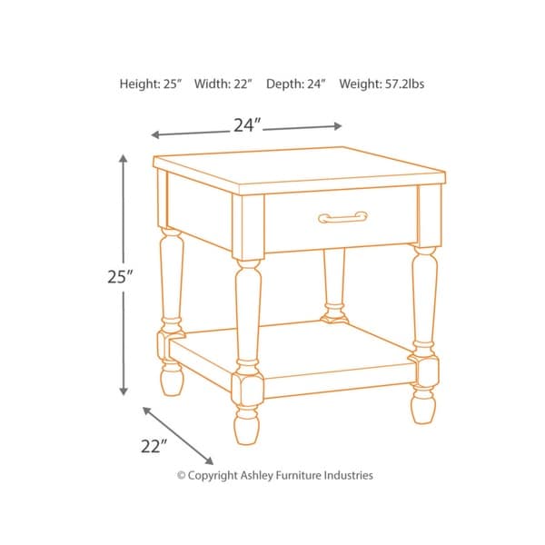 Signature Design by Ashley Hickory Homestead Casual Whitewash End Table