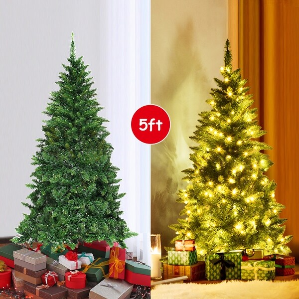 Gymax 5ft LED Prelit Half Christmas Tree PVC Artificial Tree w/ 8