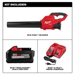 MW M18 FUEL 120 MPH 450 CFM 18-Volt Lithium-Ion Brushless Cordless Handheld Blower Kit with 8.0 Ah Battery Rapid Charger 2724-21HD