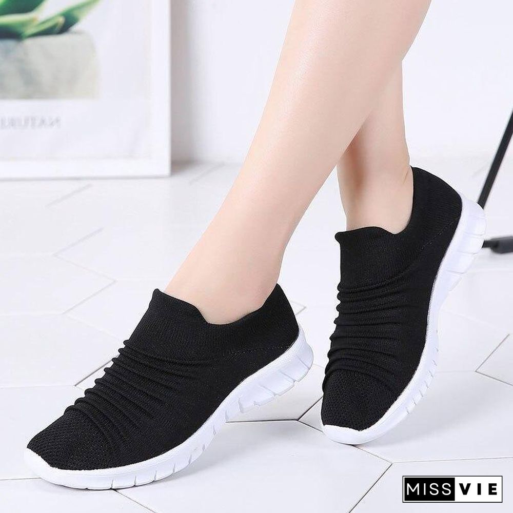 Summer Casual Socks Shoes For Women Fashion Woman Flats Slip On Lightweight Breathable Sneakers Zapatillas Mujer Deportiva