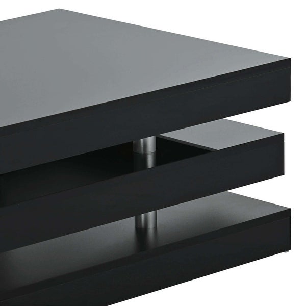 Modern 2-Tier Coffee Table with Silver Metal Legs