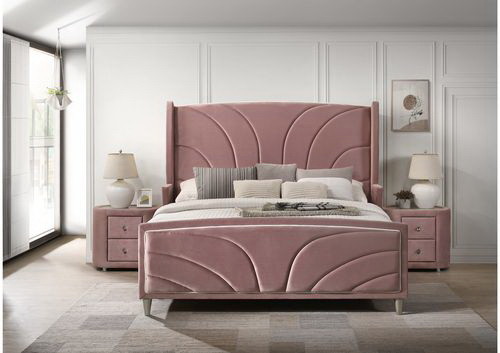 Acme BD01182EK Salonia Eastern King Bed  Pink Velv...