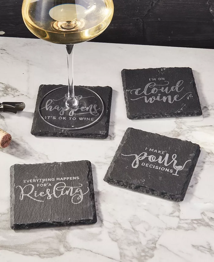 American Atelier 4 X 4 Cloud Wine Slate Coasters Square Set 4 Piece