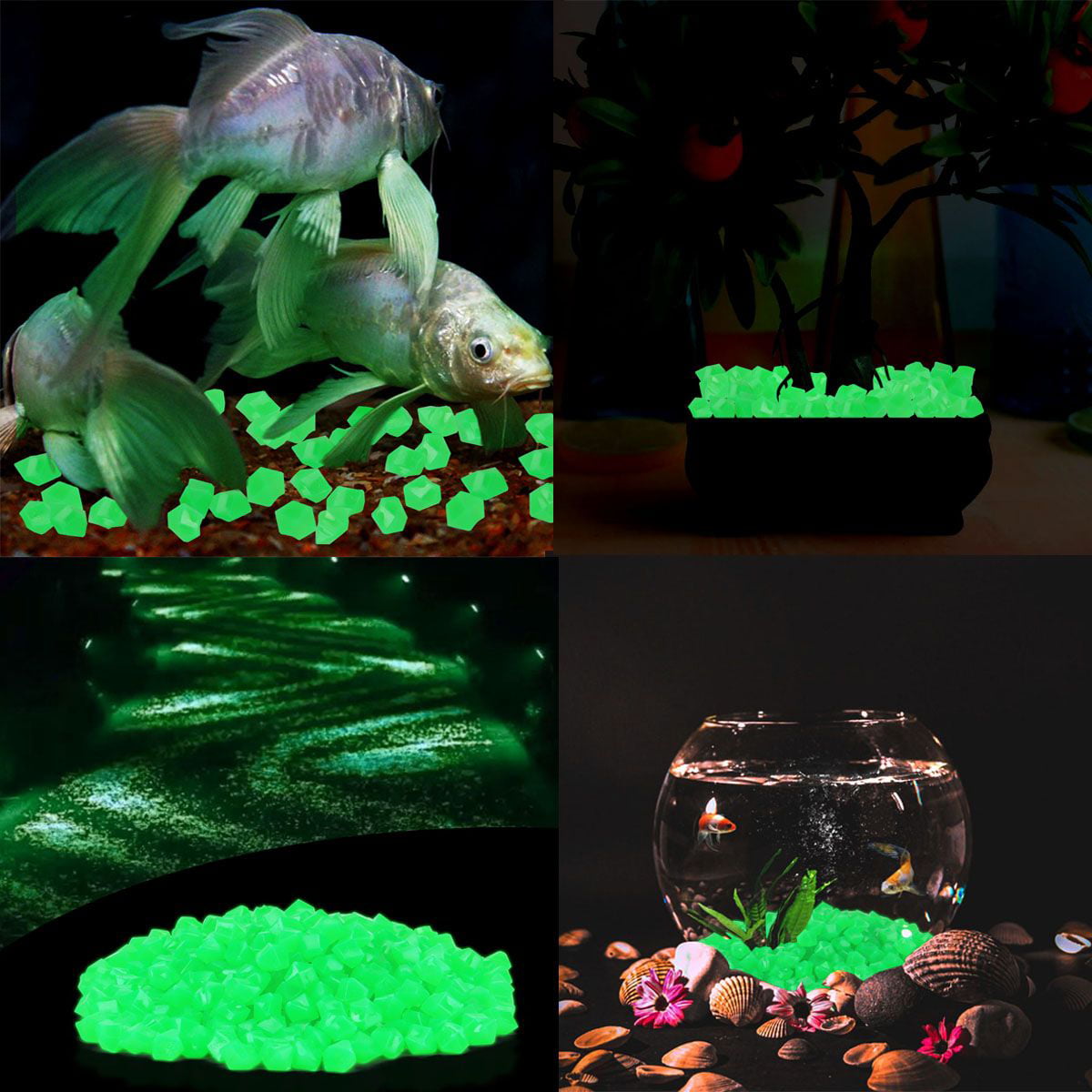 Spencer 300Pcs Luminous Stones Glow in The Dark Garden Pebbles Stones Rocks for Yard Walkways Aquarium Decorations in Blue