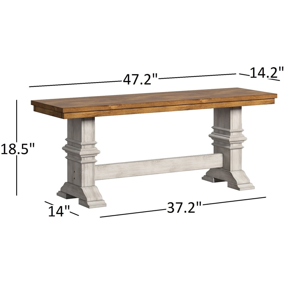 Eleanor Two Tone Trestle Leg Wood Dining Bench by iNSPIRE Q Classic