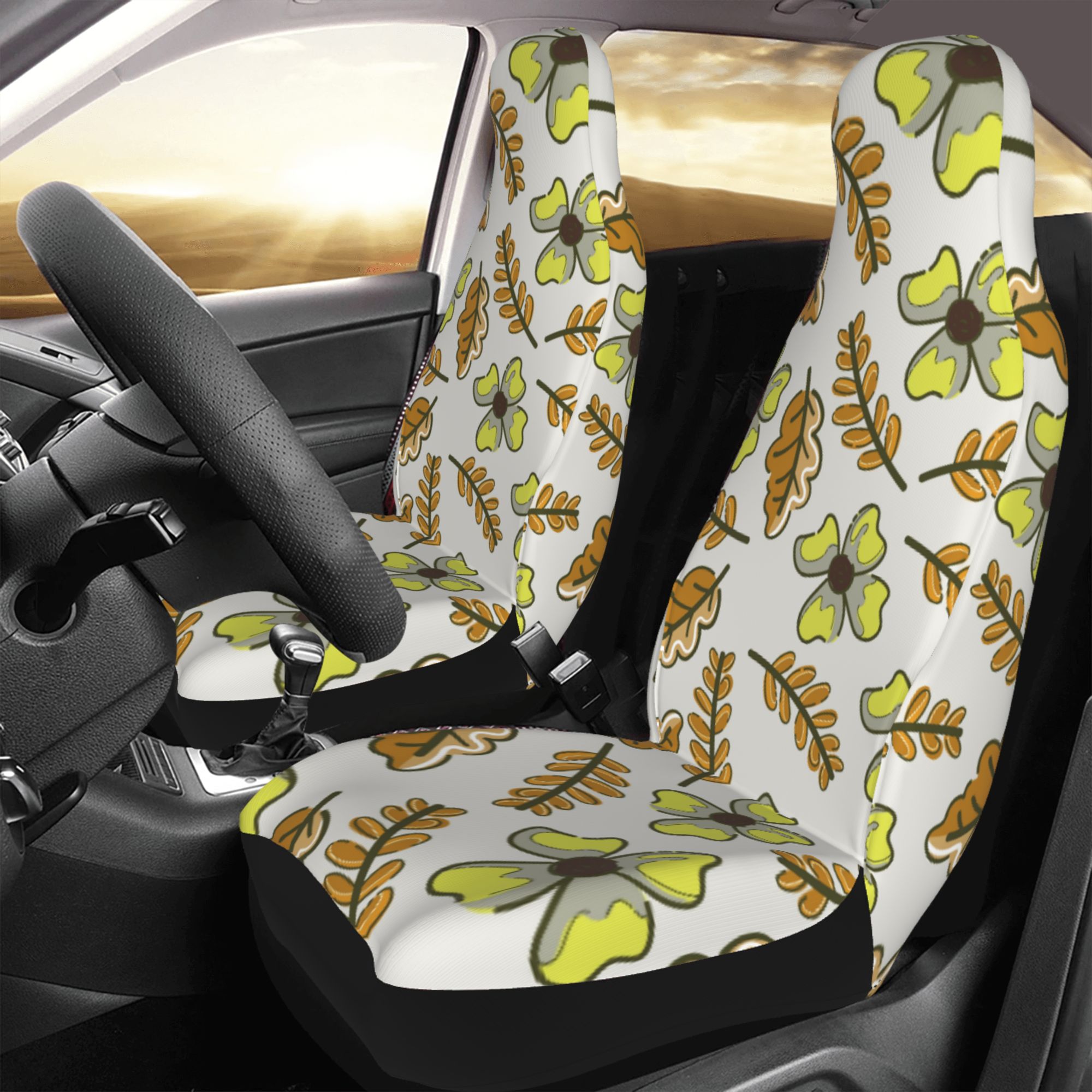 ZICANCN Car Seat Cover Creative Cartoon Leaves Car Front Seat Covers Protectors ， Automotive Seat Covers for Cars Trucks Suv