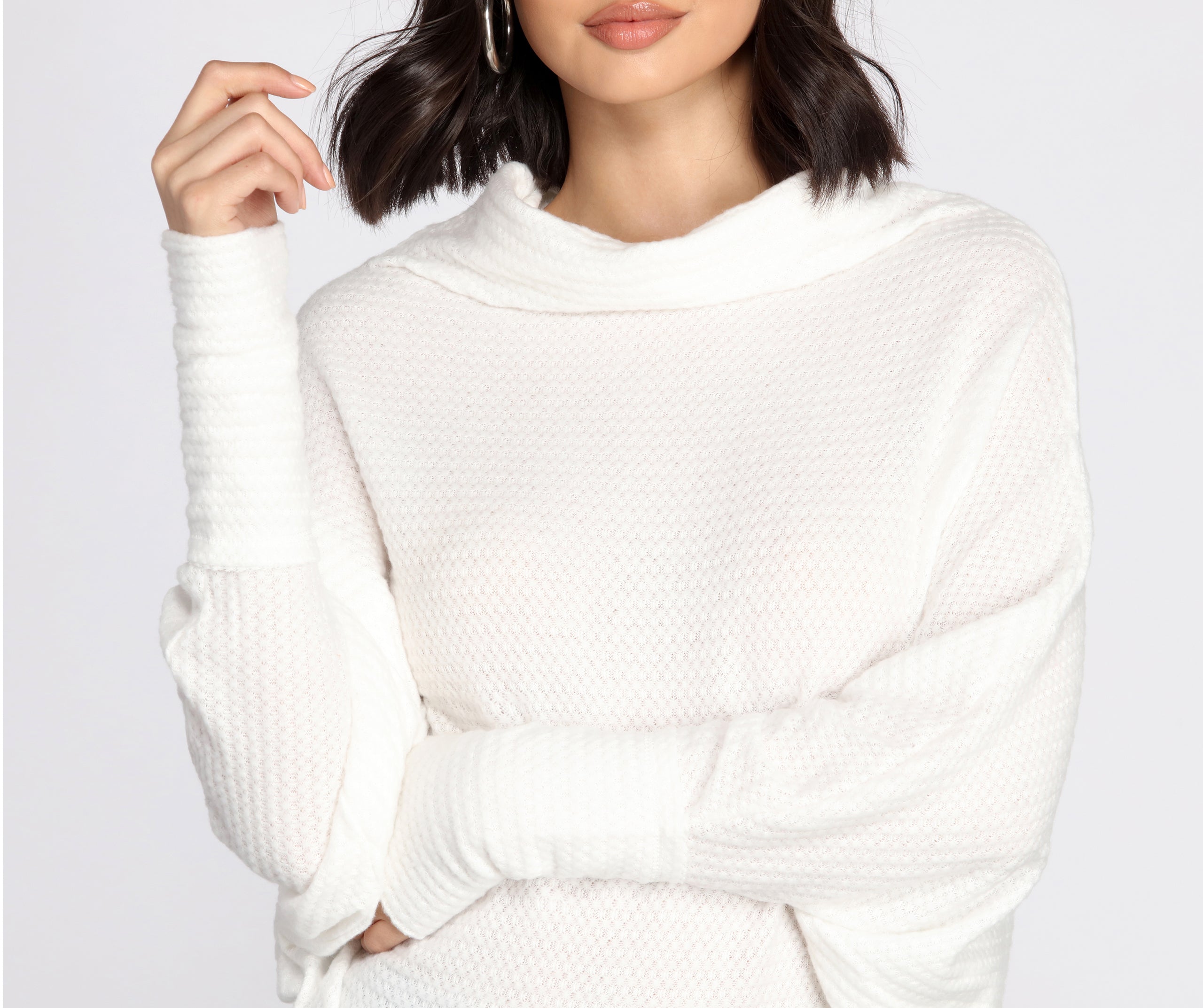 Cowl Neck Dolman Sleeve Top