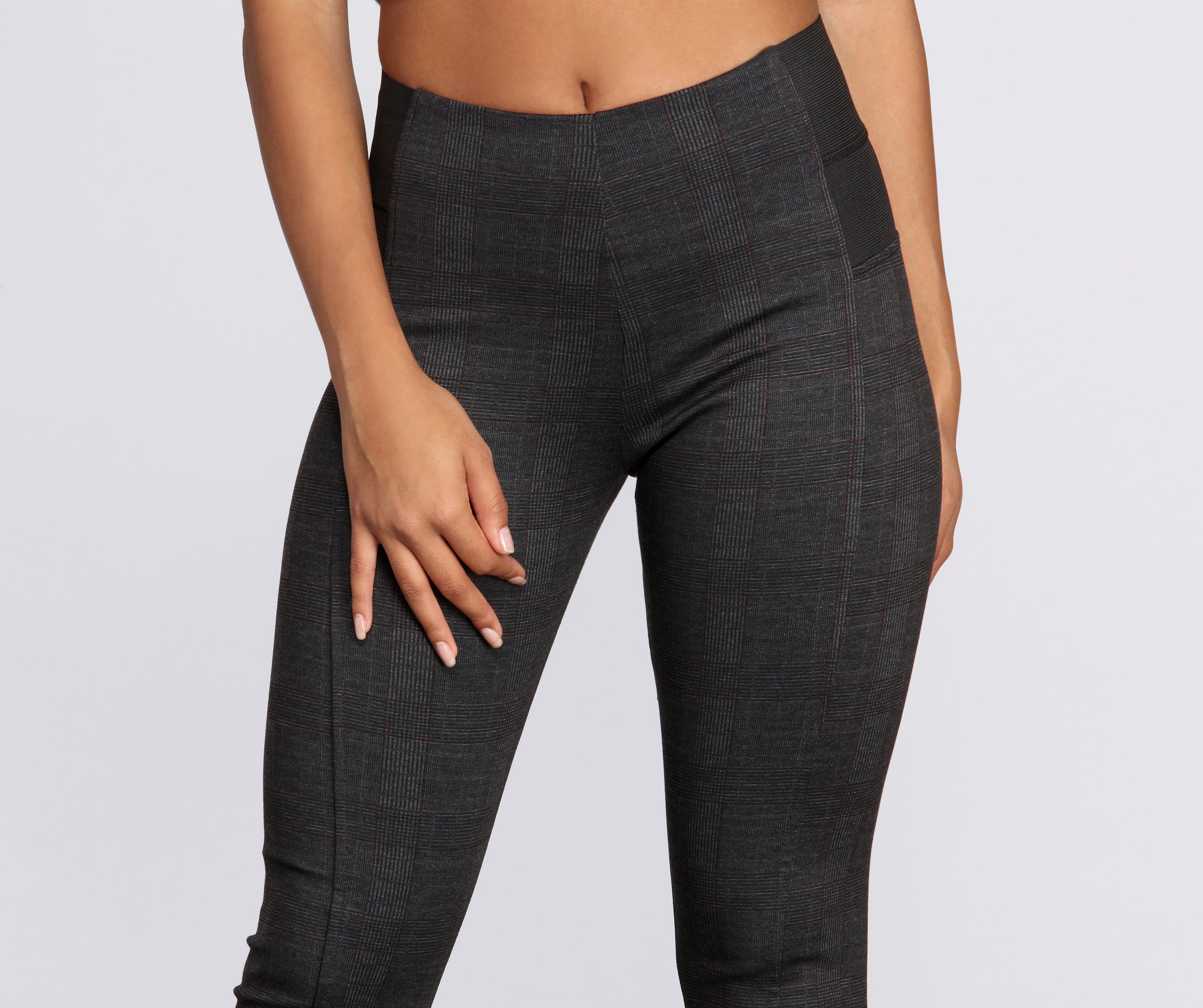 Elastic Side Plaid Leggings