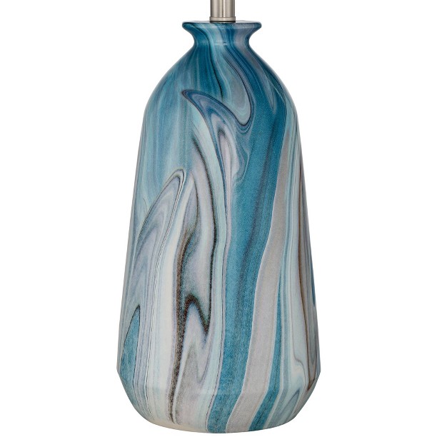 Tall Set Of 2 Swirling Blue Faux Marble White Tapered Drum Shade For Bedroom Living Room Bedside