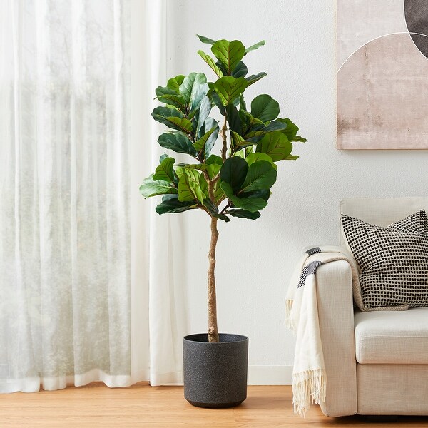 Glitzhome 5ft 61H Real Touch Fiddle Leaf Fig Artificial Tree in Pot