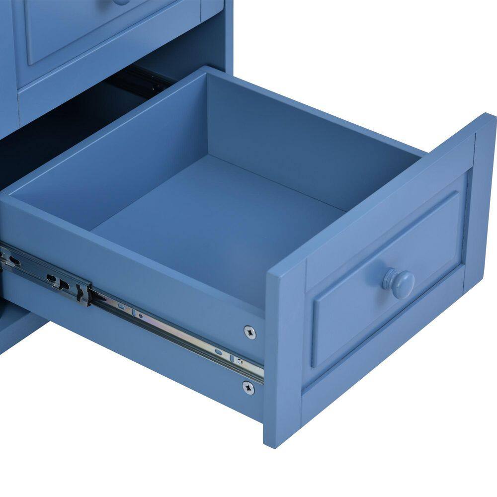 Blue Kitchen Island with Wheels Large Storage and Adjustable Shelves Q7003-AAG