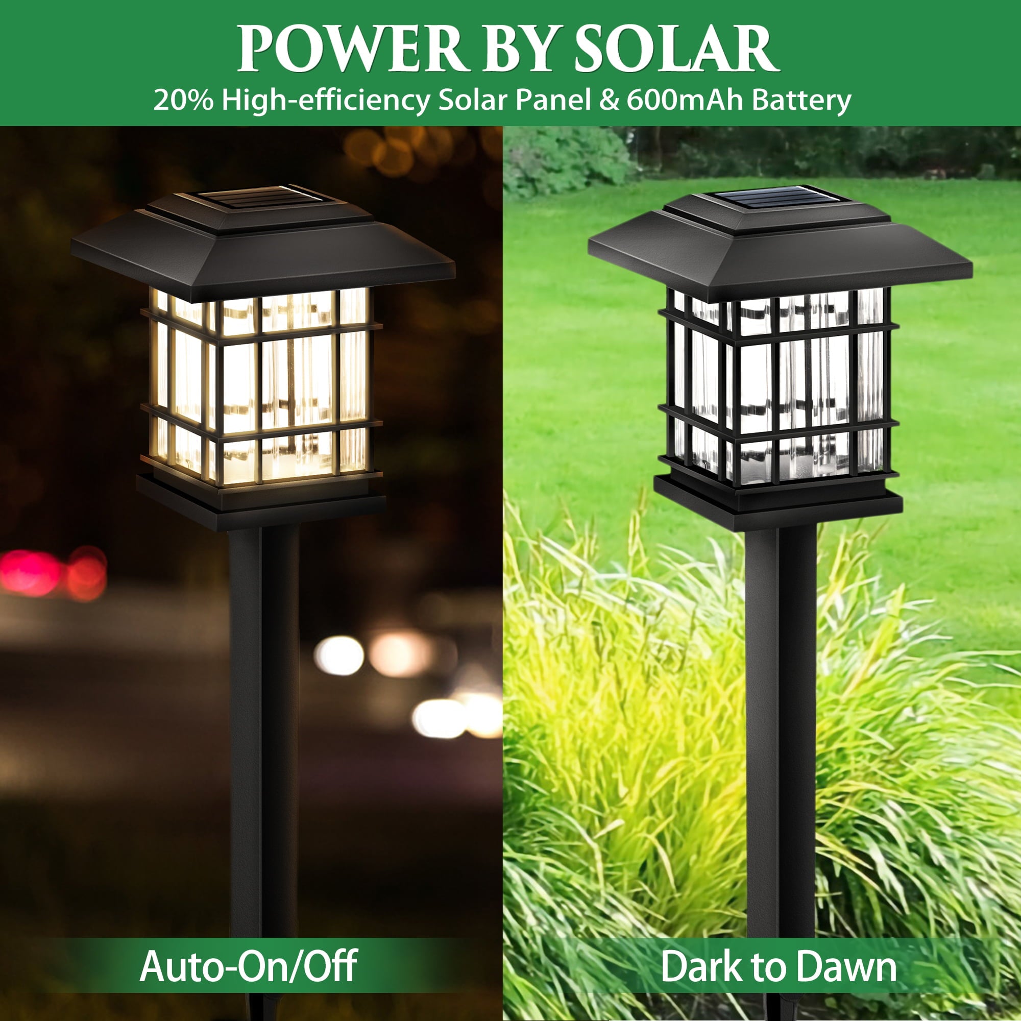 Solar Lawn Light 6PK Solar Pathway Light for Lawn Walkway Yard Patio Deck Super Bright Outdoor Waterproof Auto-on/off Warm White