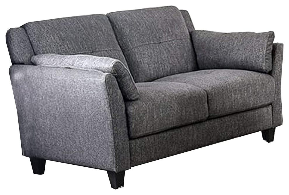 Benzara BM188345 Fabric Upholstered Wooden Love Seat Tapered Legs Grey   Transitional   Sofas   by VirVentures  Houzz