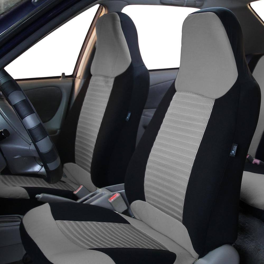 FH Group Premium Fabric 47 in x 23 in. x 1 in. Half Set Front Seat Covers DMFB107GRAY102