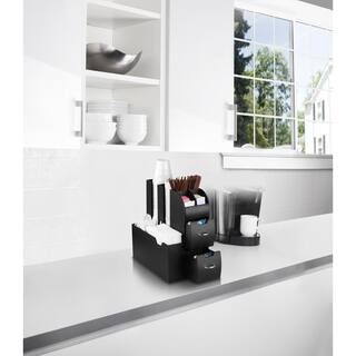 Mind Reader Anchor Collection 11-Compartment Coffee Cup and Condiment Organizer with 2 Drawers Black CAD01-BLK