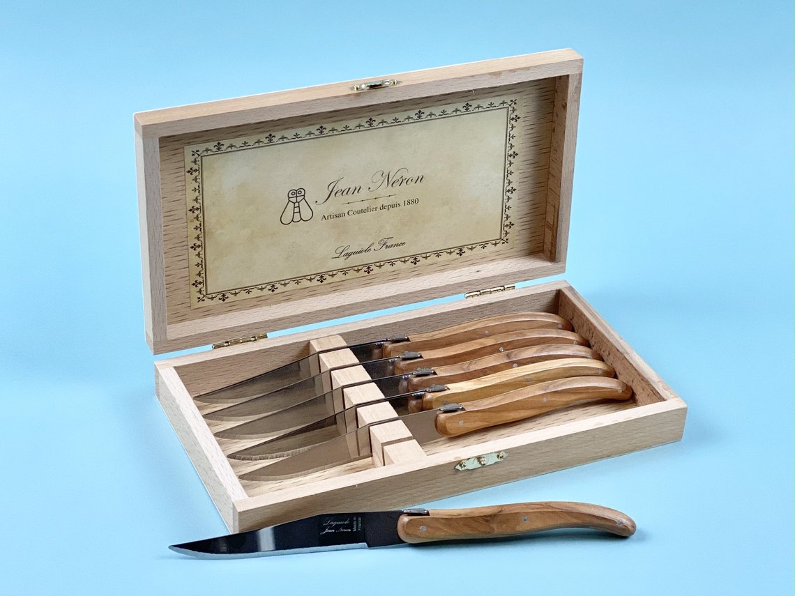 Laguiole Olivewood Knives in Wooden Box (Set of 6)