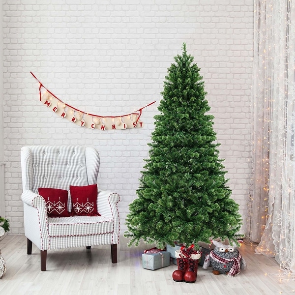 Costway 6FT/7FT/8FT Artificial Xmas Tree with 821/1188/1498 PVC Branch