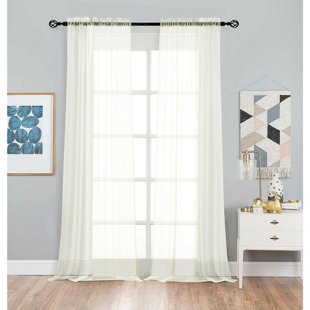 Kate Aurora 2 Piece Premium Rod Pocket Sheer Voile Curtain Panels For Extra Long Windows 120 In Long