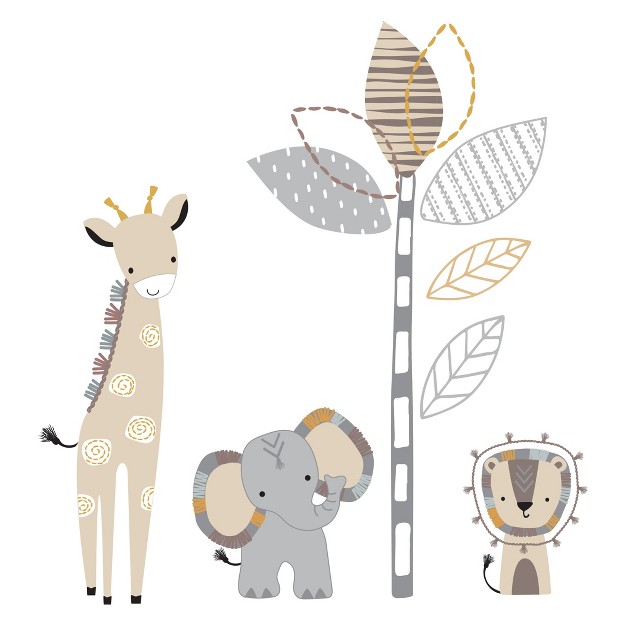 Lambs amp Ivy Jungle Safari Gray tan Elephant giraffe Nursery Wall Decals stickers