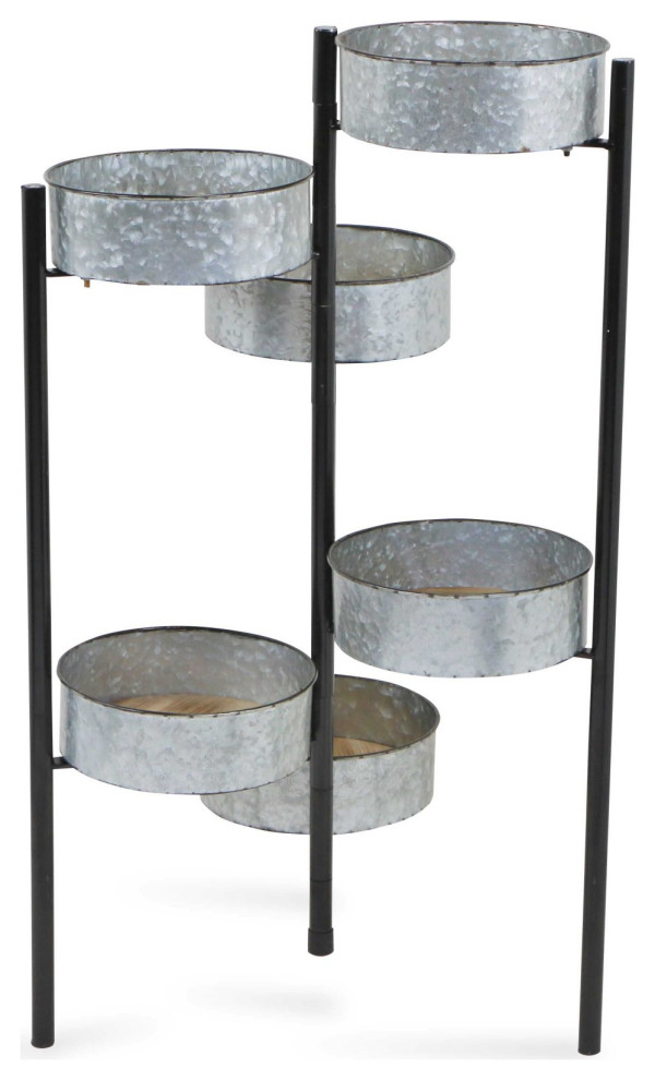 HomeRoots Modern Farmhouse 6 Tier Galvanized Metal Plant Stand   Farmhouse   Plant Stands And Telephone Tables   by VirVentures  Houzz