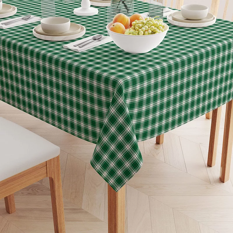 Square Tablecloth， 100% Polyester， 54x54， Christmas Green Plaid