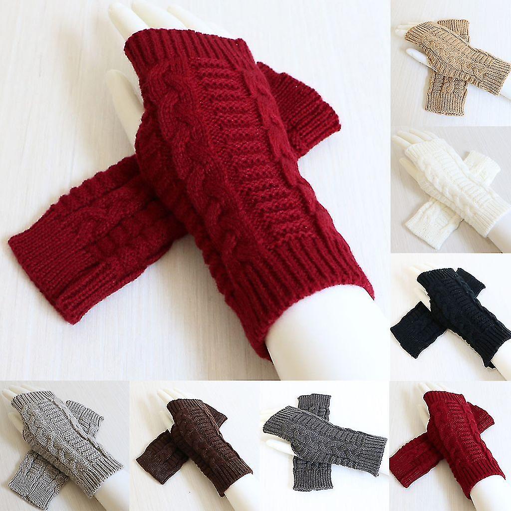 Women's Winter Stretchy Half Finger Turn Knitted Glove Riding Wrist Warmers