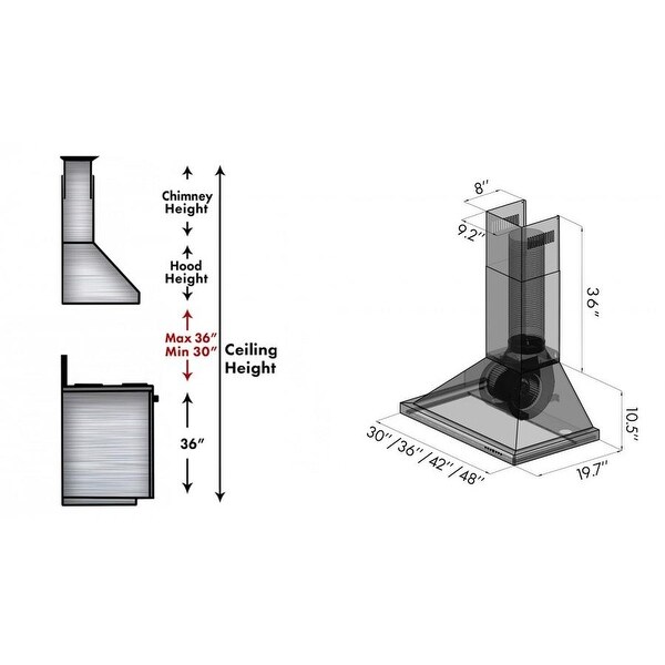 ZLINE Designer Series Fingerprint Resistant Stainless Steel Convertible Vent Wall Mount Range Hood