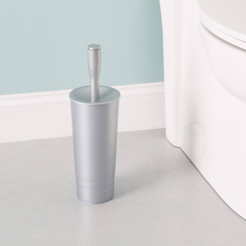 Home Basics Plastic Toilet Brush Holder with Brush in Grey TB45048