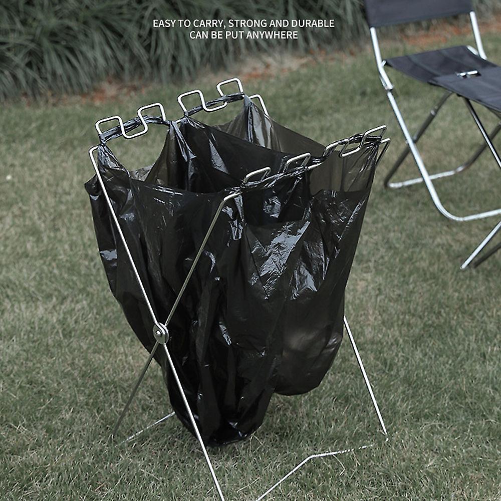 Trash Rack Outdoor Folding Garbage Bag Holder Trash Bag Frame For Kitchen Camping Picnic Barbecue No.299843