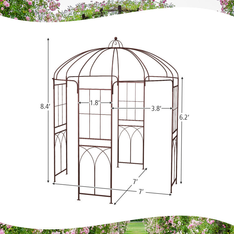 8.4 x 7 ft French Style Birdcage Shape Heavy Duty Gazebo, Pergola Pavilion Arch Arbor Arbour Plants Stand Rack for Wedding Outdoor Garden Lawn Backyard Patio,Climbing Vines,Roses