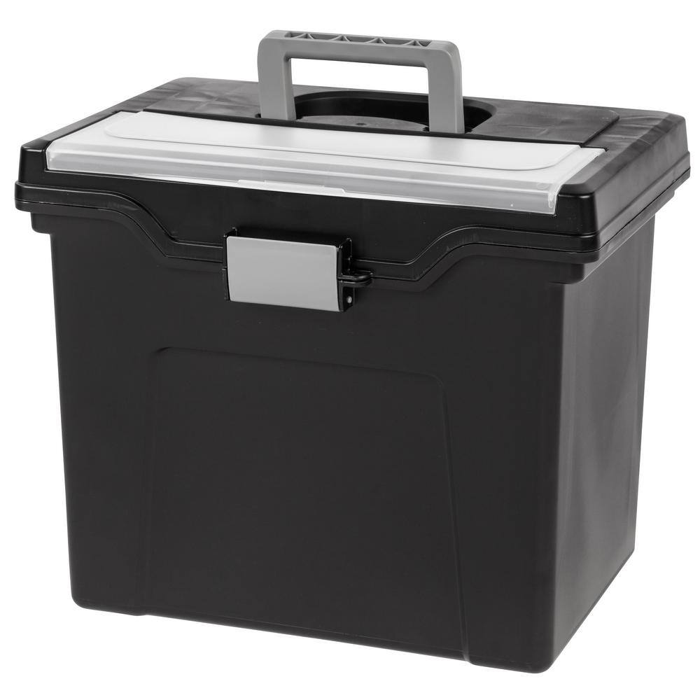 IRIS 24 Qt. Portable Letter Size File Storage Box in Black 110977