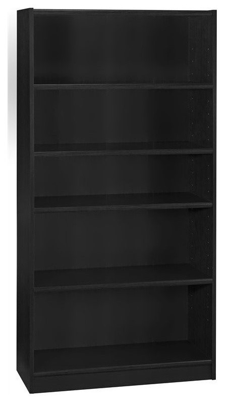 Bush Furniture Universal 5 Shelf Bookcase in Classic Black   Transitional   Bookcases   by Homesquare  Houzz