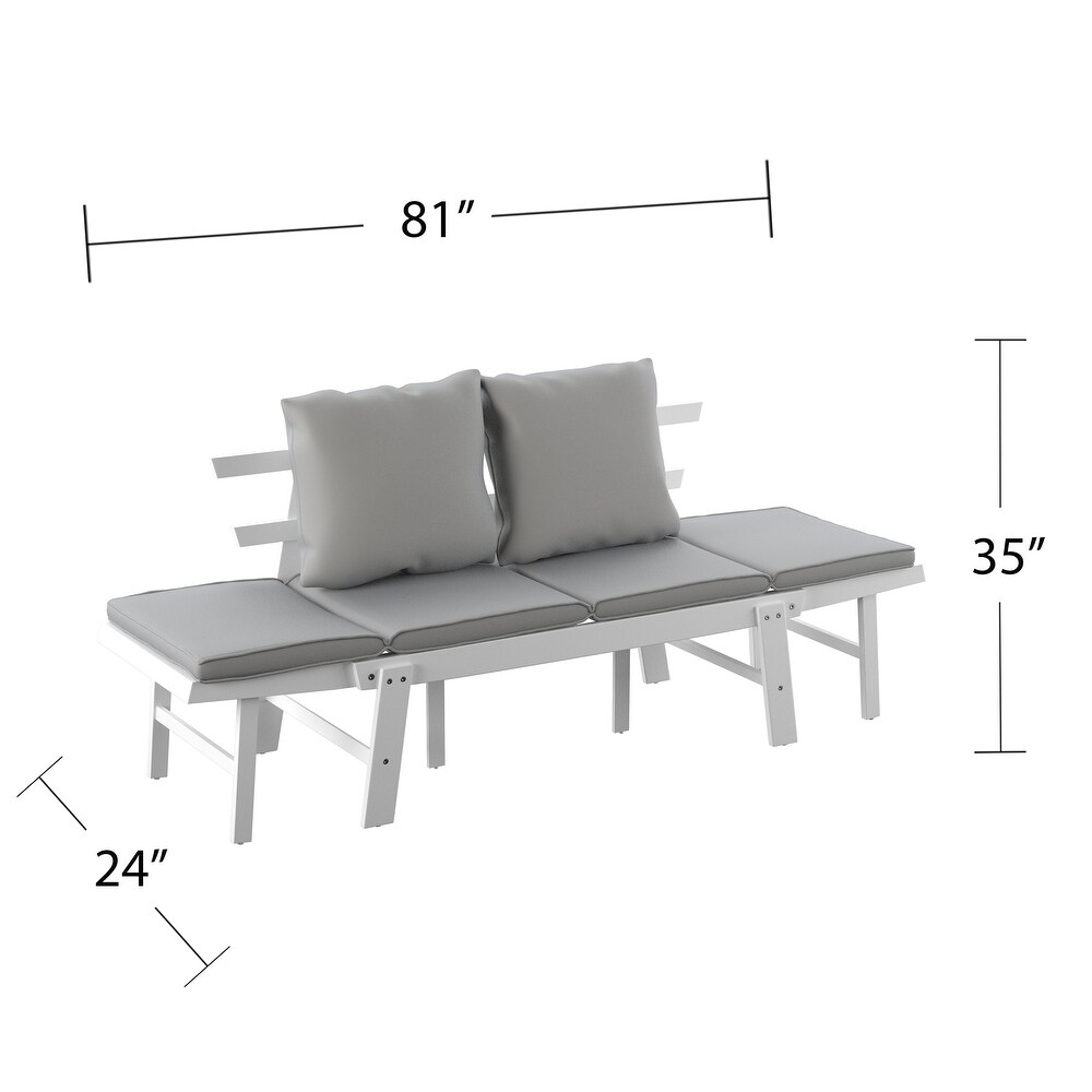 SEI Furniture Dolavon Outdoor Convertible Patio Lounge Loveseat Daybed