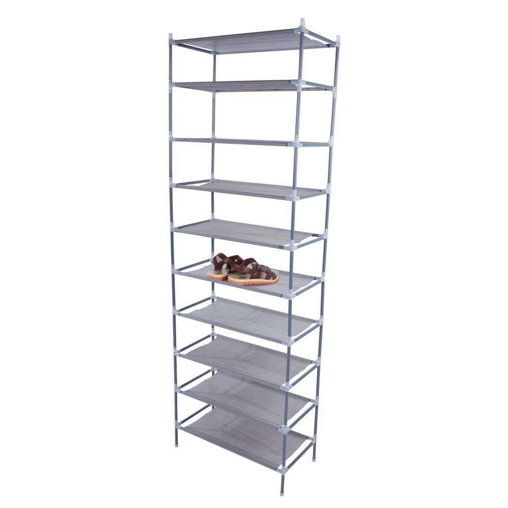 Zimtown 10 Layers Shoe Rack Shelf 30 Pairs Shoe Storage Organizer for Entryway Living Room Bedroom， Gray