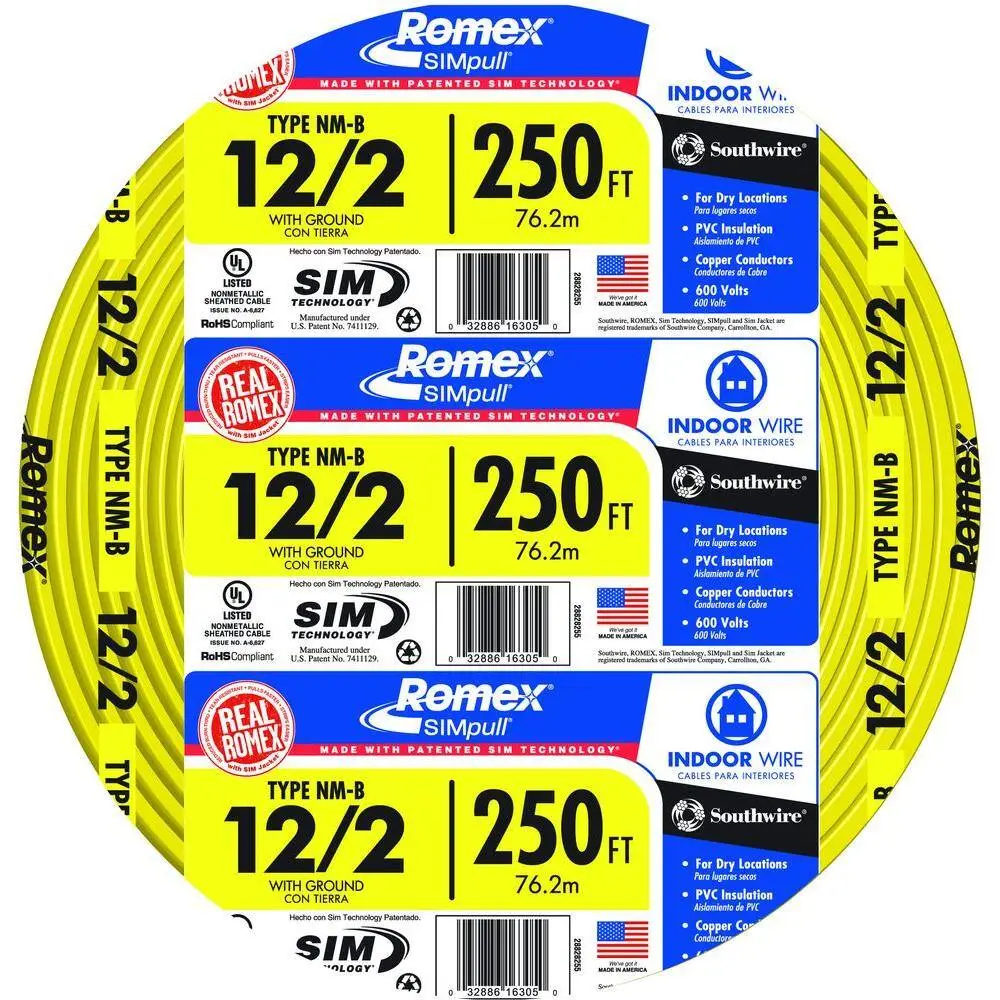 Southwire 250 ft. 122 Solid Romex SIMpull CU NM-B WG Wire